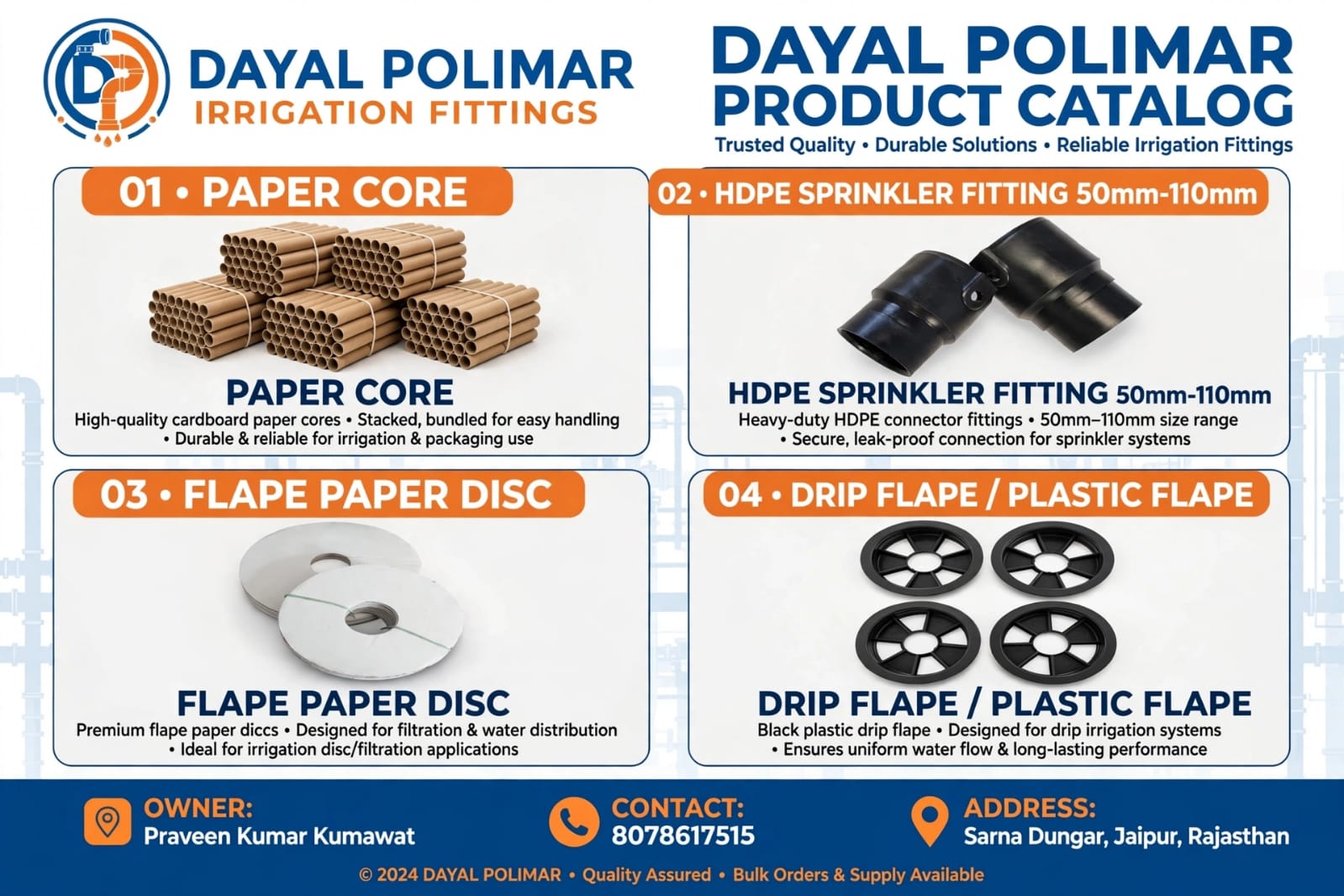 Hdpe Sprinkler Fittings 50Mm–110Mm offered by Dayal Polymers